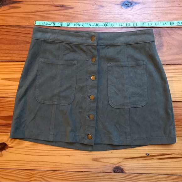 Altar’d State Army Green Suede Mini Skirt, EUC, L - Picture 5 of 9